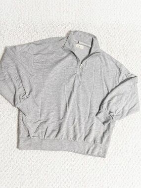 Lou & Grey Signaturesoft Heather Gray Quarter-Zip Pullover Sweatshirt Size L